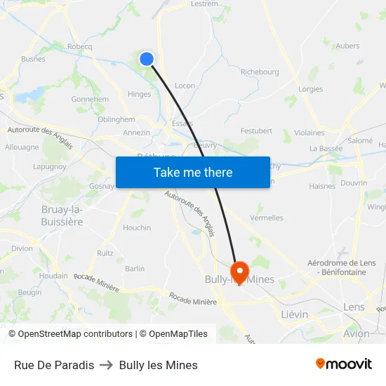 Rue De Paradis to Bully les Mines map