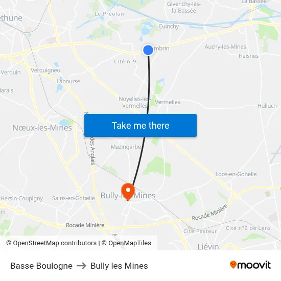 Basse Boulogne to Bully les Mines map