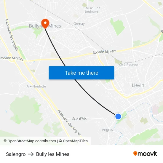 Salengro to Bully les Mines map