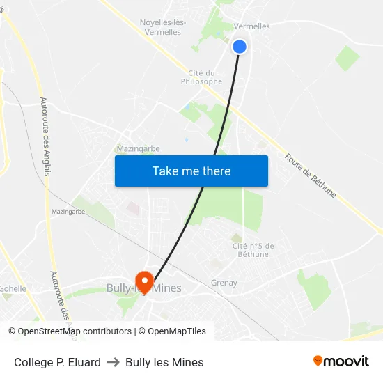 College P. Eluard to Bully les Mines map