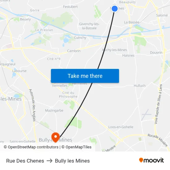 Rue Des Chenes to Bully les Mines map