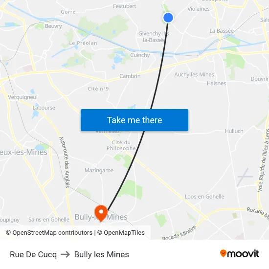 Rue De Cucq to Bully les Mines map