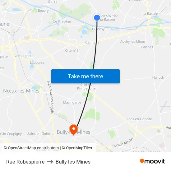 Rue Robespierre to Bully les Mines map
