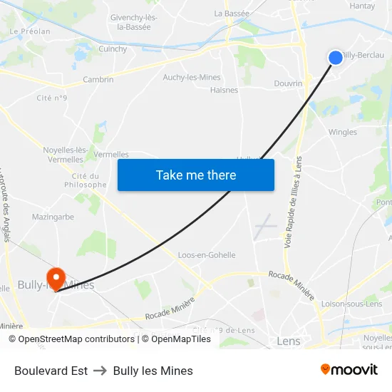 Boulevard Est to Bully les Mines map