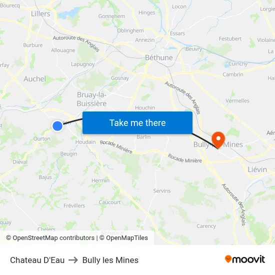 Chateau D'Eau to Bully les Mines map