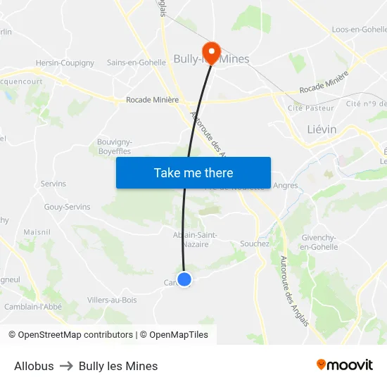 Allobus to Bully les Mines map