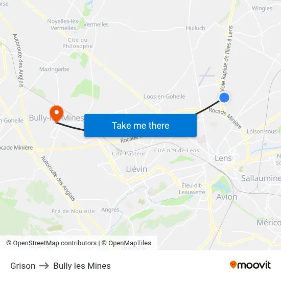 Grison to Bully les Mines map
