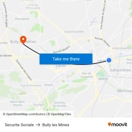 Securite Sociale to Bully les Mines map