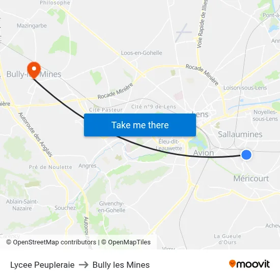 Lycee Peupleraie to Bully les Mines map