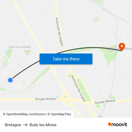 Bretagne to Bully les Mines map