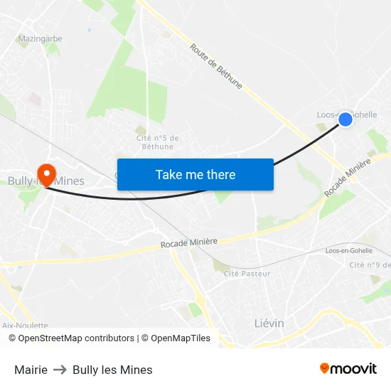 Mairie to Bully les Mines map