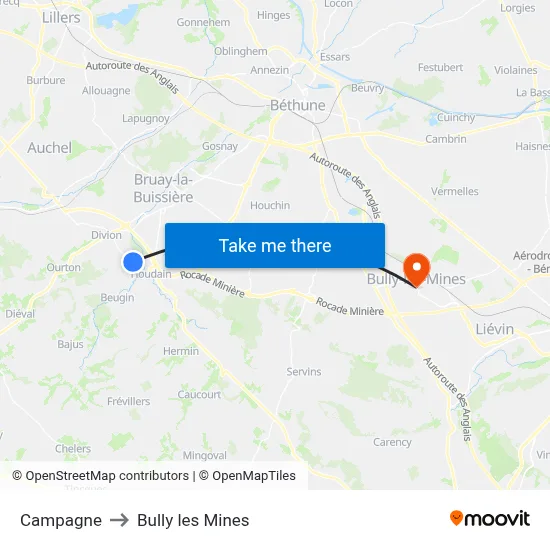 Campagne to Bully les Mines map