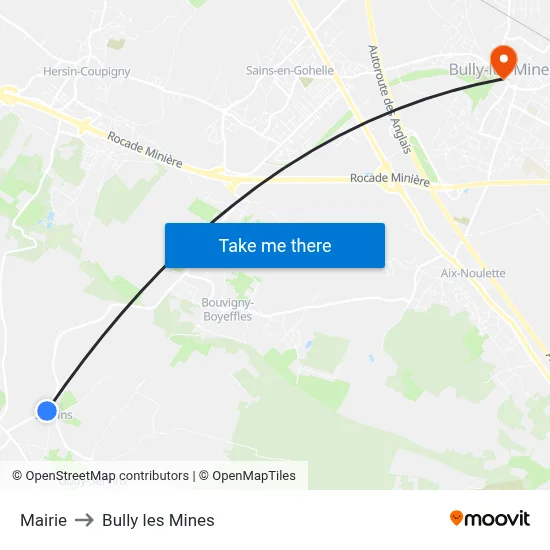 Mairie to Bully les Mines map