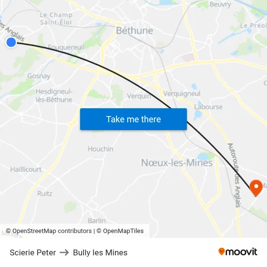 Scierie Peter to Bully les Mines map