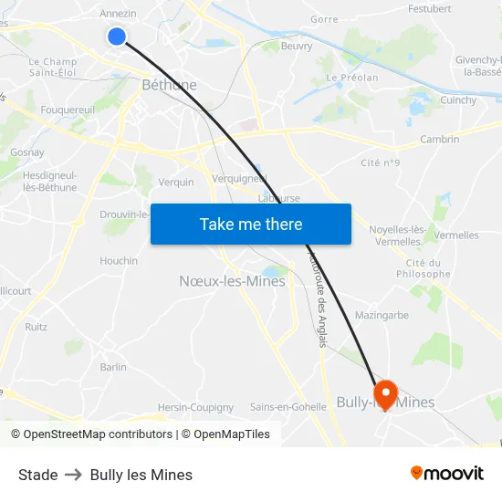Stade to Bully les Mines map