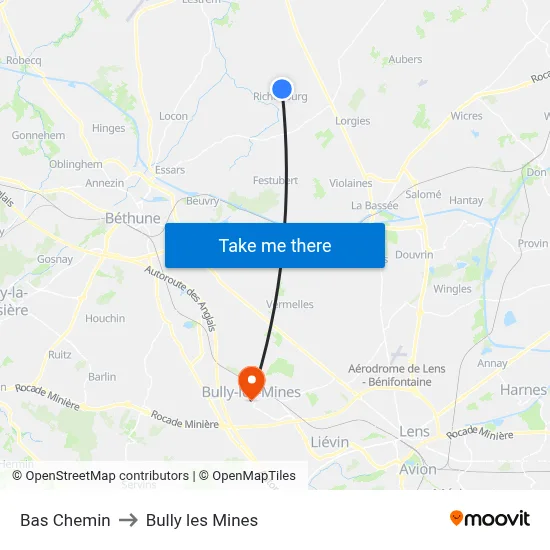 Bas Chemin to Bully les Mines map
