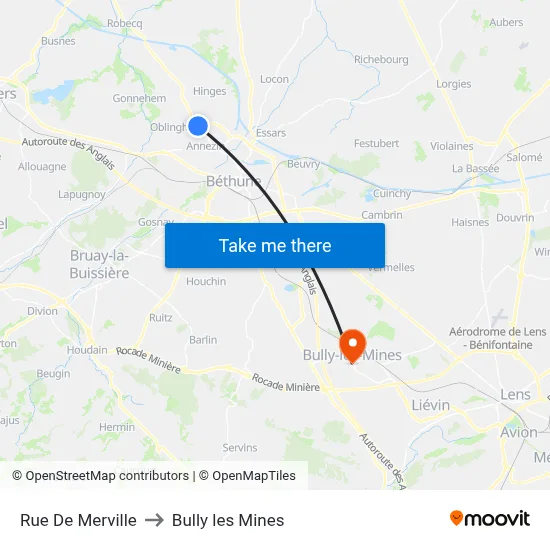 Rue De Merville to Bully les Mines map