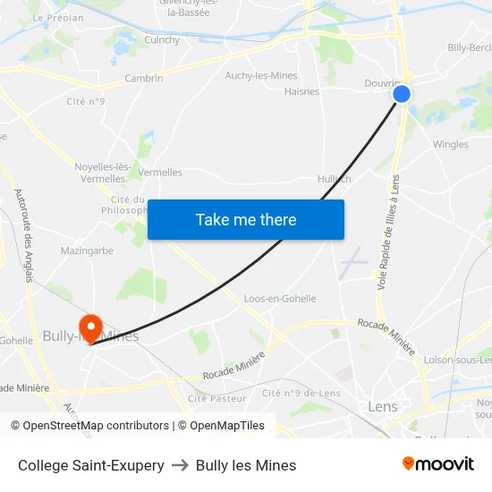 College Saint-Exupery to Bully les Mines map