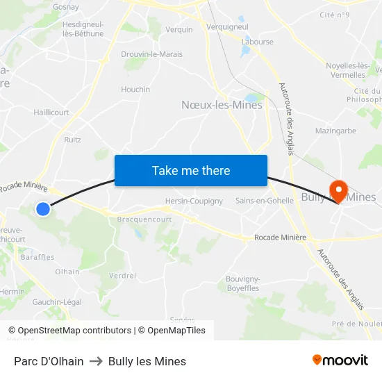 Parc D'Olhain to Bully les Mines map
