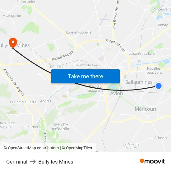 Germinal to Bully les Mines map