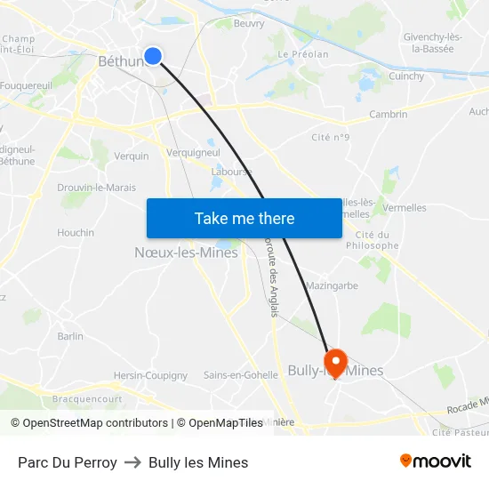 Parc Du Perroy to Bully les Mines map