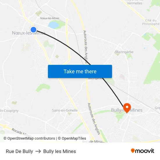 Rue De Bully to Bully les Mines map