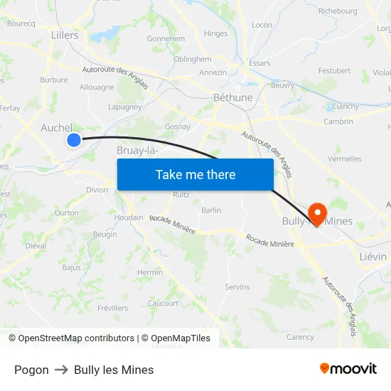 Pogon to Bully les Mines map