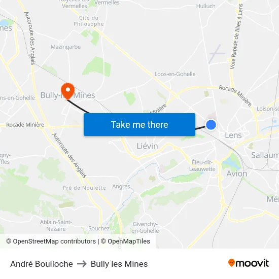 André Boulloche to Bully les Mines map