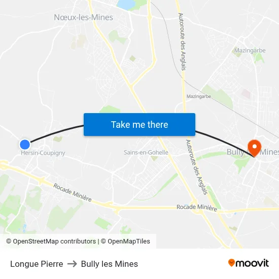 Longue Pierre to Bully les Mines map