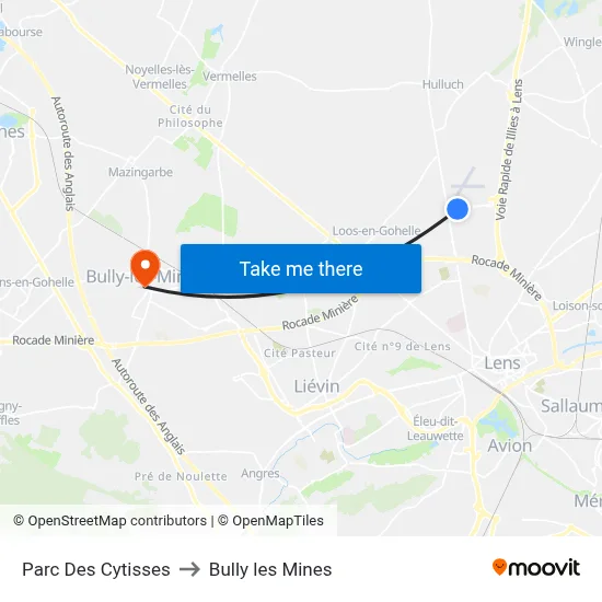 Parc Des Cytisses to Bully les Mines map