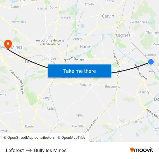 Leforest to Bully les Mines map