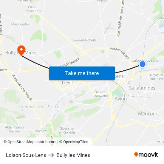Loison-Sous-Lens to Bully les Mines map