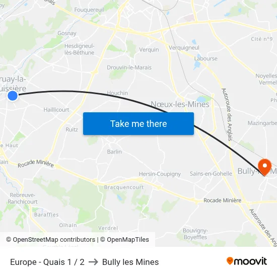 Europe - Quais 1 / 2 to Bully les Mines map