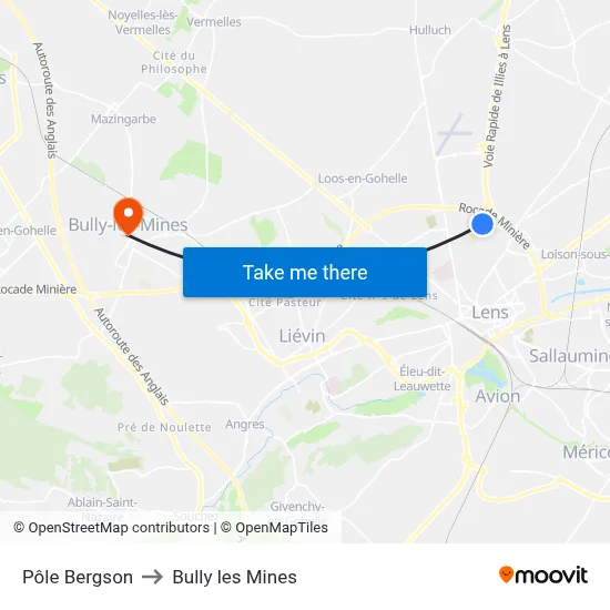 Pôle Bergson to Bully les Mines map