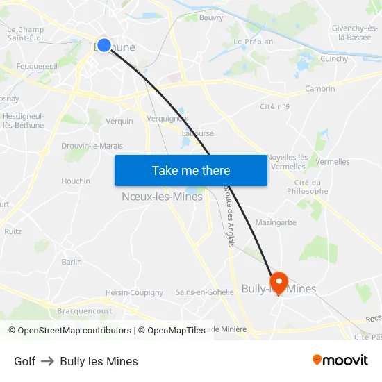 Golf to Bully les Mines map