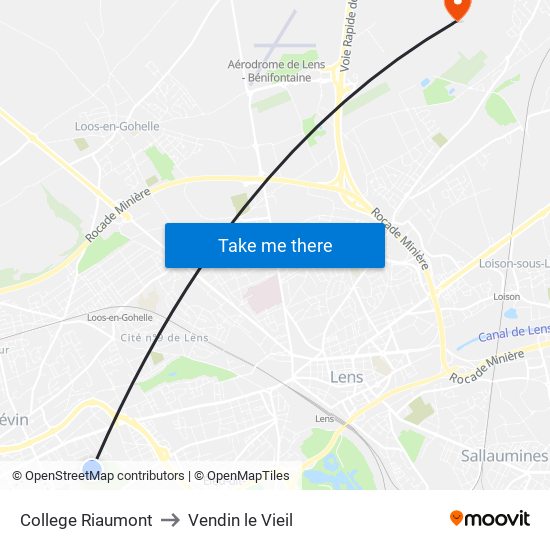 College Riaumont to Vendin le Vieil map