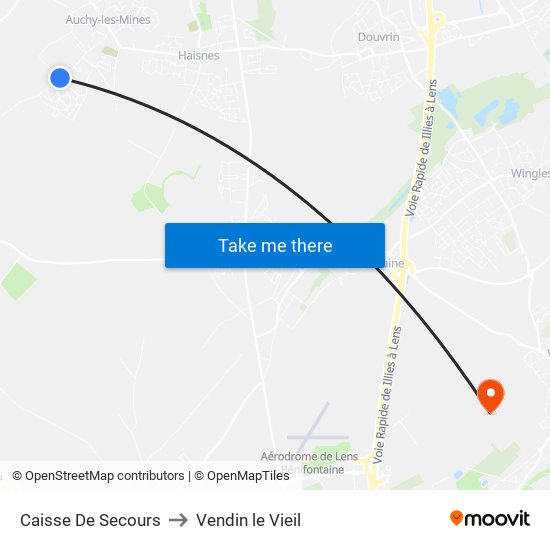 Caisse De Secours to Vendin le Vieil map