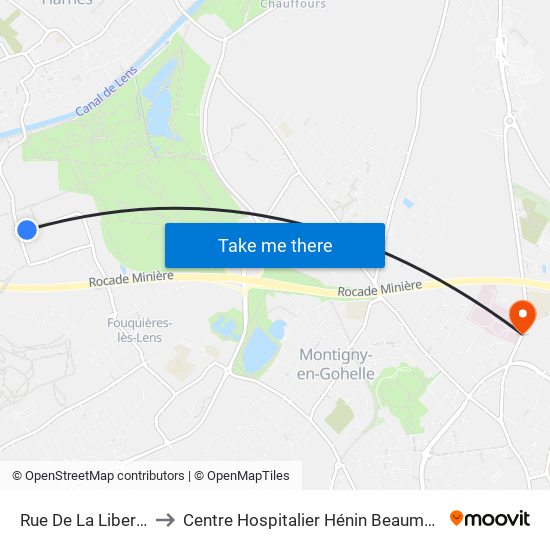 Rue De La Liberte to Centre Hospitalier Hénin Beaumont map