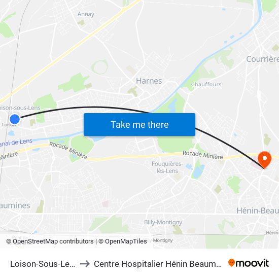 Loison-Sous-Lens to Centre Hospitalier Hénin Beaumont map