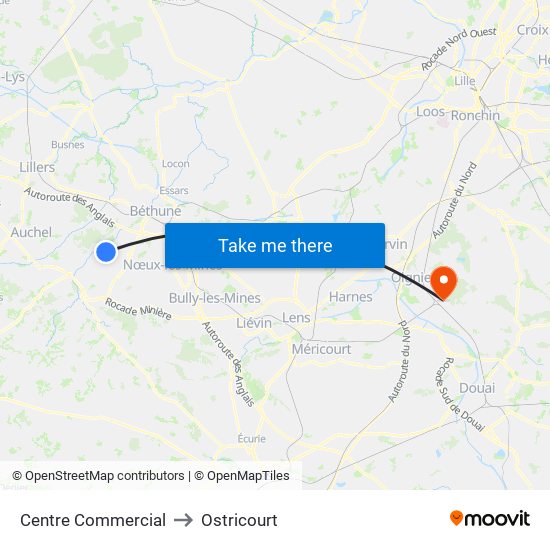 Centre Commercial to Ostricourt map