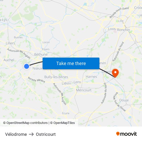 Vélodrome to Ostricourt map