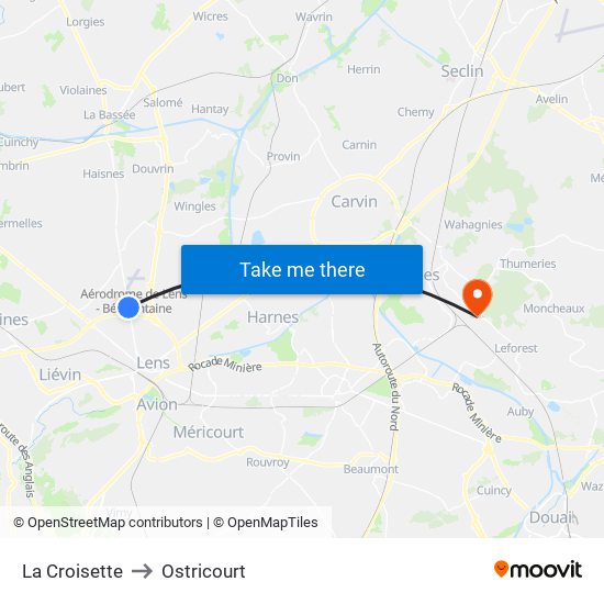 La Croisette to Ostricourt map