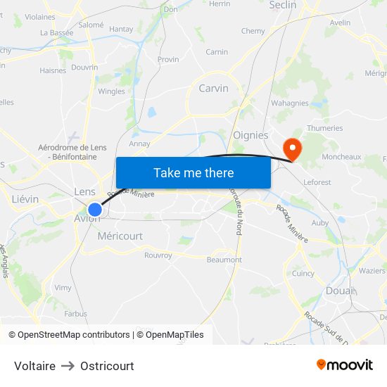 Voltaire to Ostricourt map