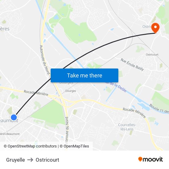 Gruyelle to Ostricourt map