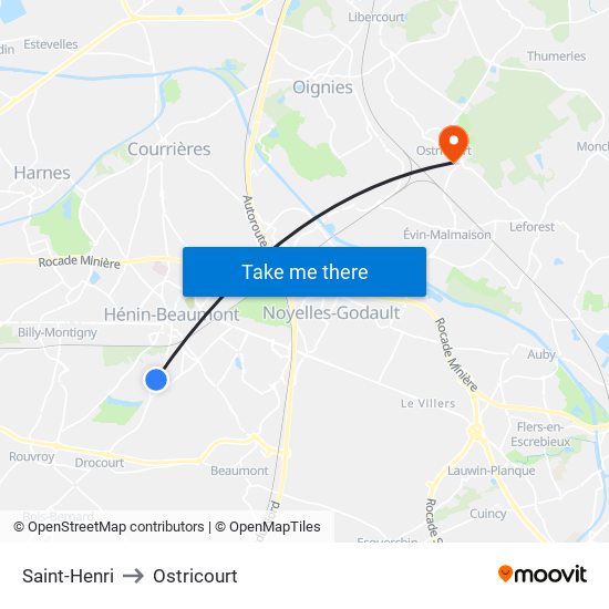 Saint-Henri to Ostricourt map
