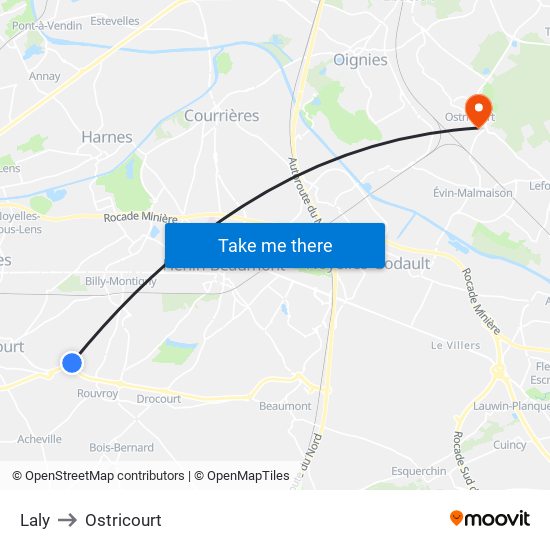 Laly to Ostricourt map