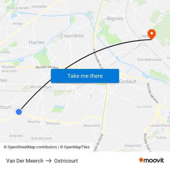 Van Der Meerch to Ostricourt map