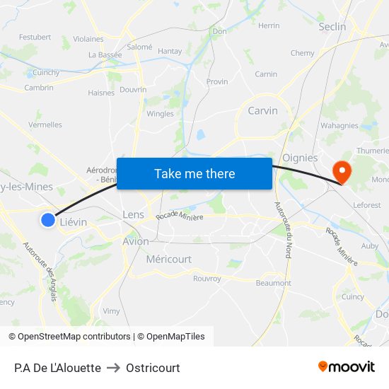 P.A De L'Alouette to Ostricourt map