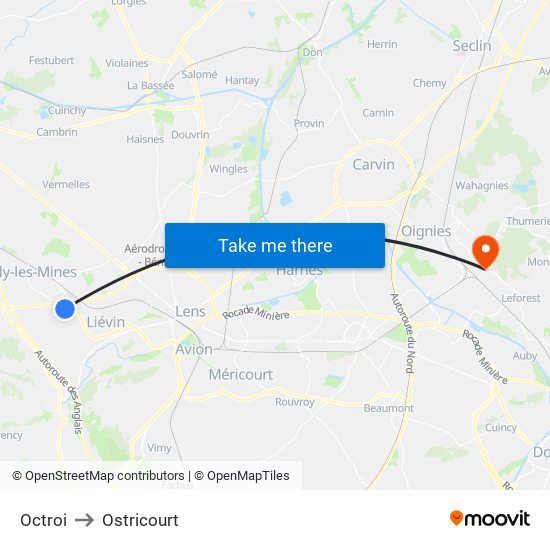 Octroi to Ostricourt map