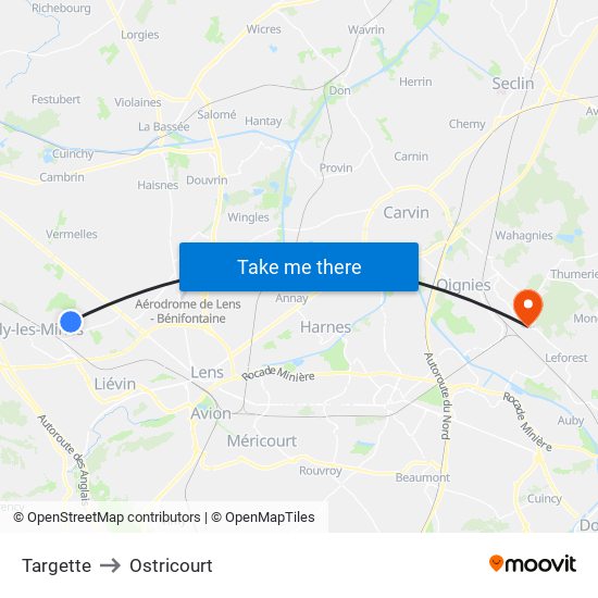 Targette to Ostricourt map